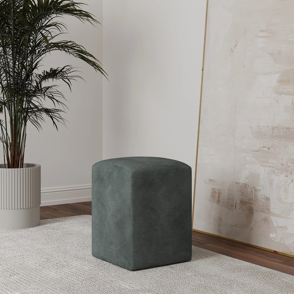 Taburet Tapitat Talin, Menta, Stofa, L 35 x l 35 x H 45 cm