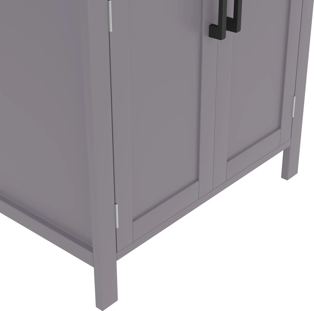 Dulap de baie independent cu chiuvetă, rafturi cu uși duble, sertare practice, rafturi ajustabile, 60x46x84,8 cm, Gri