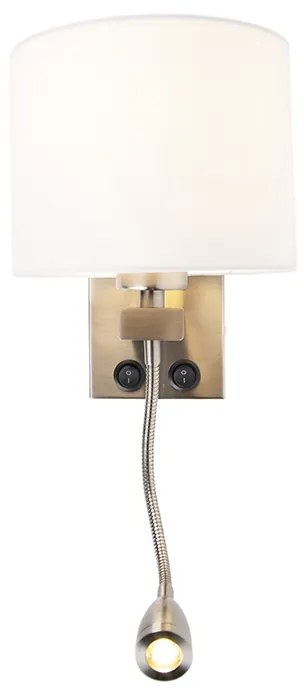Lampa de perete moderna din otel cu abajur alb - Brescia