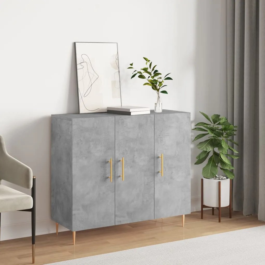 828096 vidaXL Dulap, gri beton, 90x34x80 cm, lemn compozit