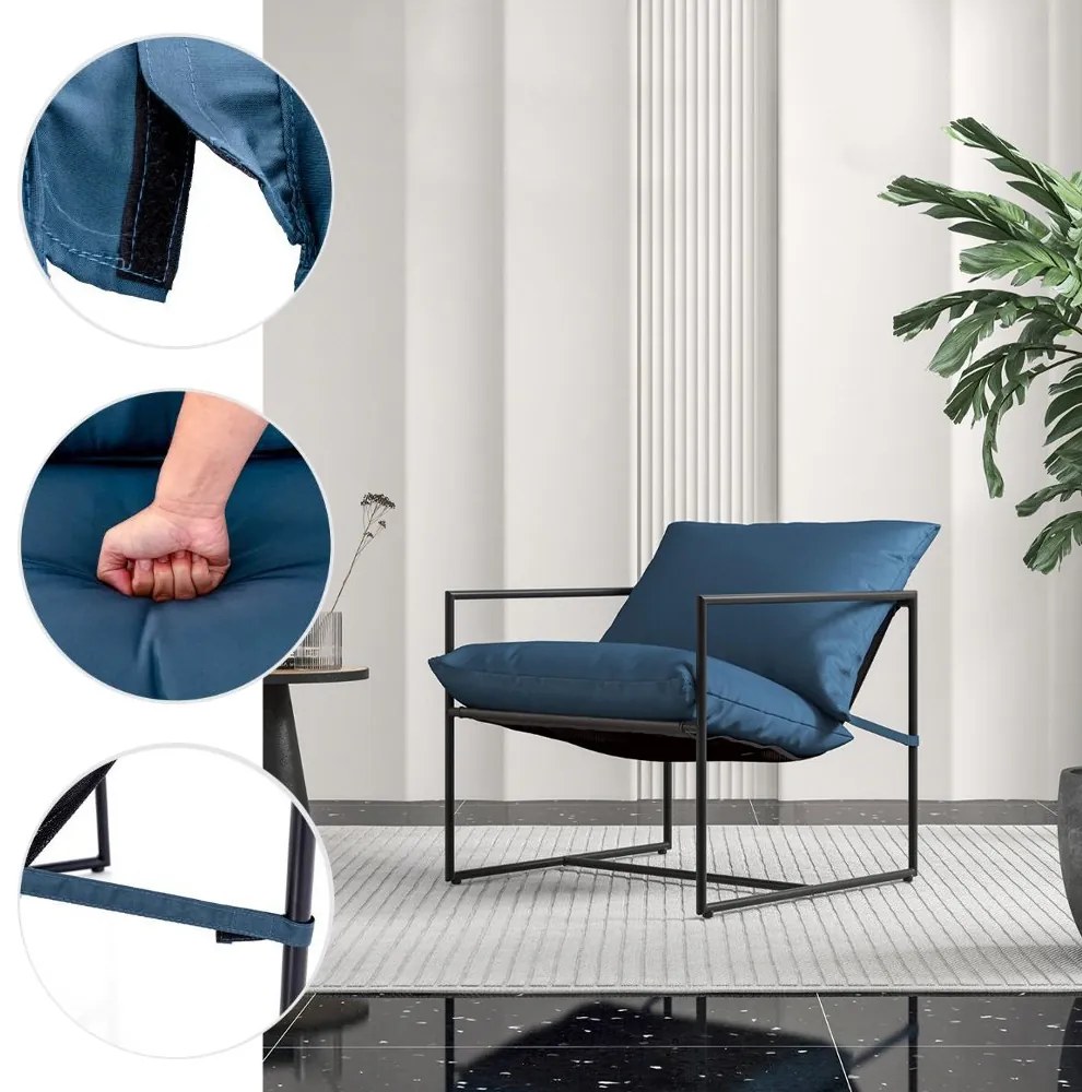 Set 2 scaune cu cadru metalic și perne