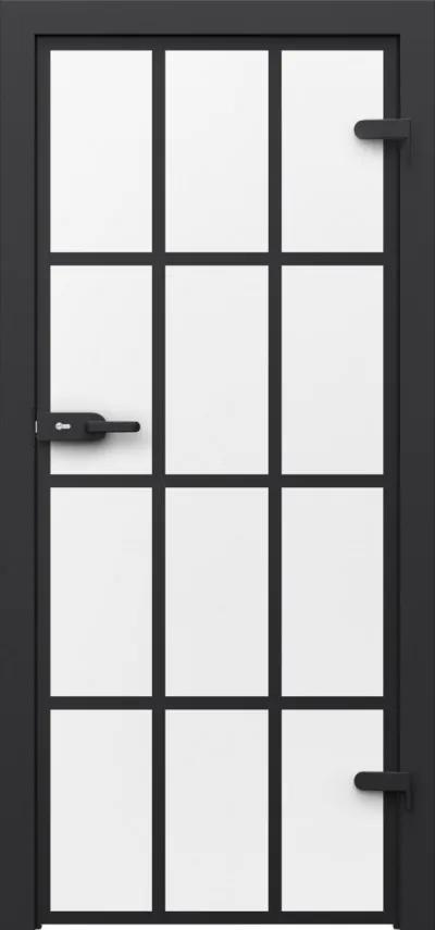 Usa cu toc reglabil Porta Glass - sticla clara Mata cu profile vopsite, Accesorii Argintii, 140-180 mm, 800 / 900 x 2020 / 2060
