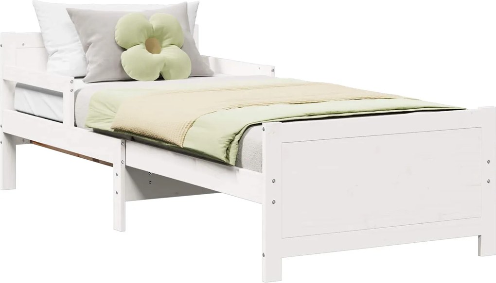 vidaXL Cadru de pat cu headboard Alb 80 x 200 cm Lemn compozit