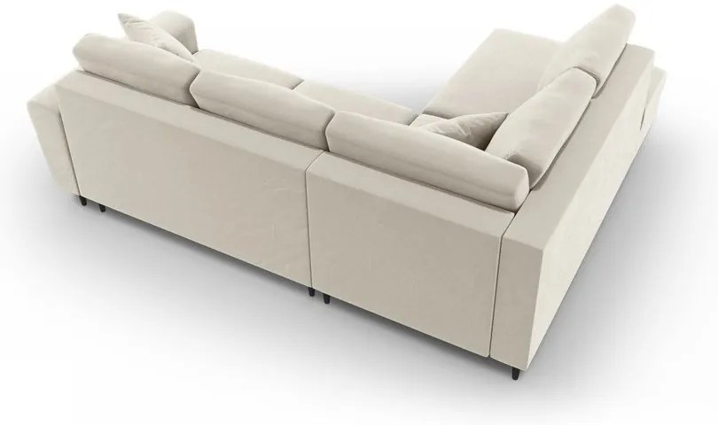 Colțar bej extensibil, cu spațiu de depozitare cu tapițerie din catifea (cu colț pe partea stângă-în formă de ”L”) Kyoto – Cosmopolitan Design