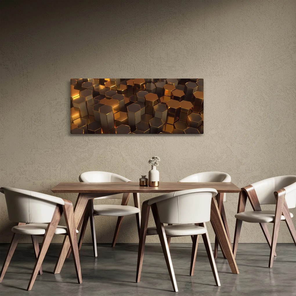 Tablou - Hexagoane de bronz (120x50 cm)