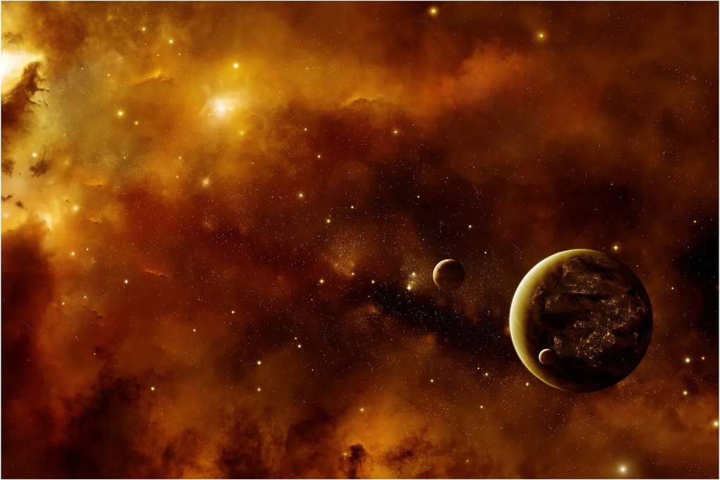 Tablou - Planete cu nebuloasă (90x60 cm)