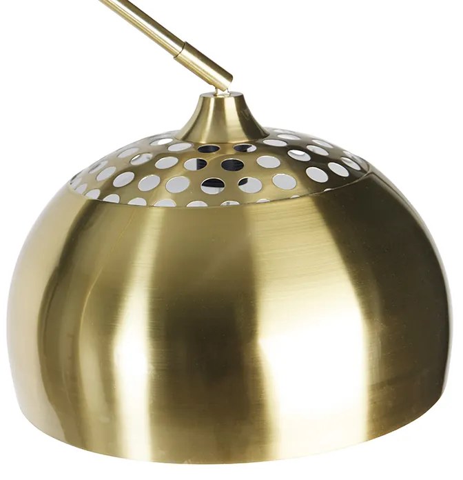 Lampă de podea din alamă cu bază din marmură neagră cu abajur din alamă - XXL