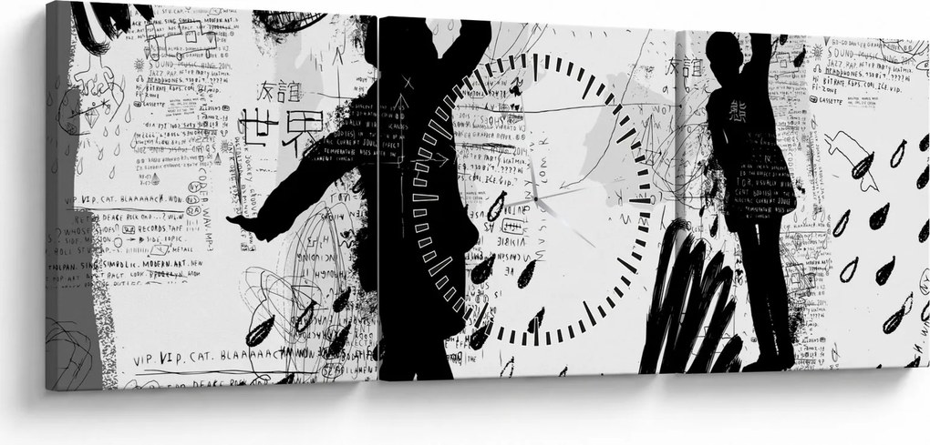 Tablou - Artă stradală - zarvă (cu ceas) (90x30 cm)