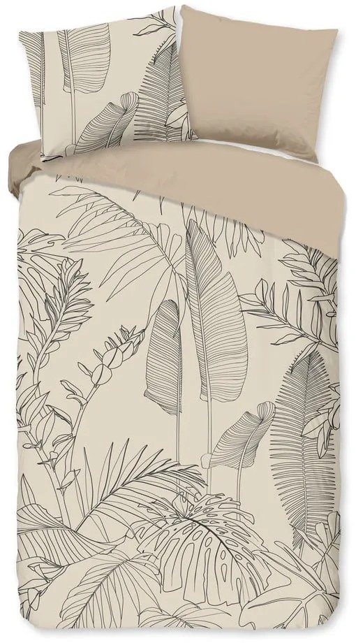 Lenjerie de pat bej din bumbac pentru pat de o persoană, extinsă 140x220 cm Sym – Good Morning