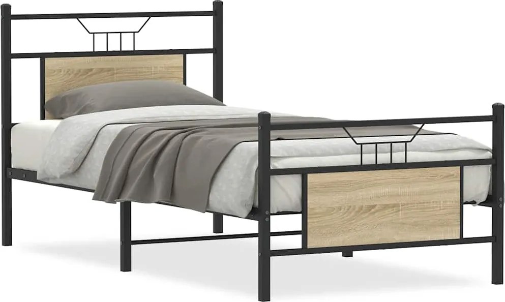 vidaXL Cadru pat fără saltea, stejar sonoma 75x190 cm lemn prelucrat