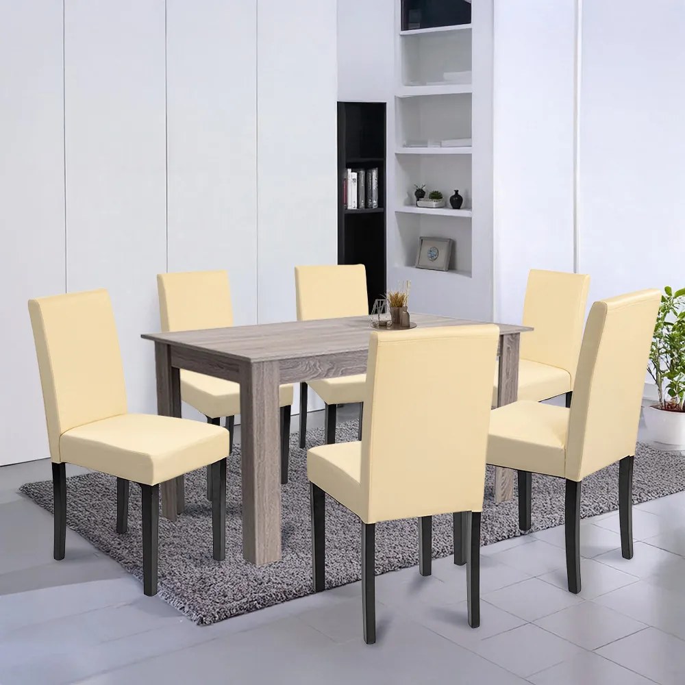 Set de masă Leon 6+1 stejar York-bej