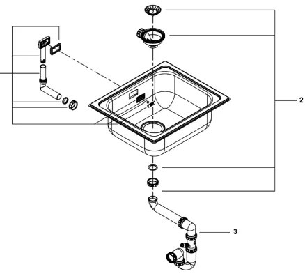 GROHE 31719SD0 - chiuvetă de bucătărie K200 533 × 457 mm, inox
