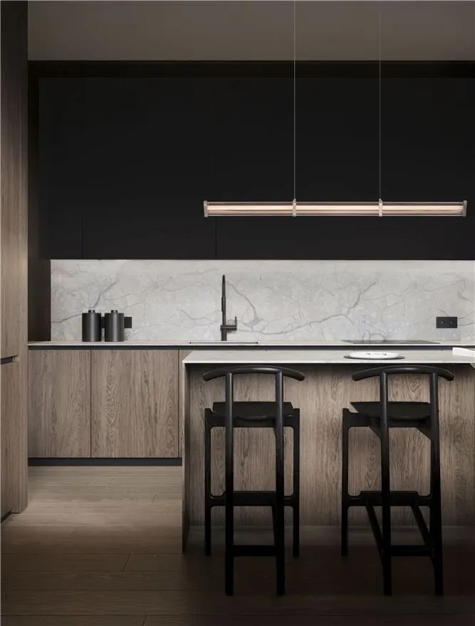 Lustra LED 3000K suspendata design liniar PHEME nickel satinat