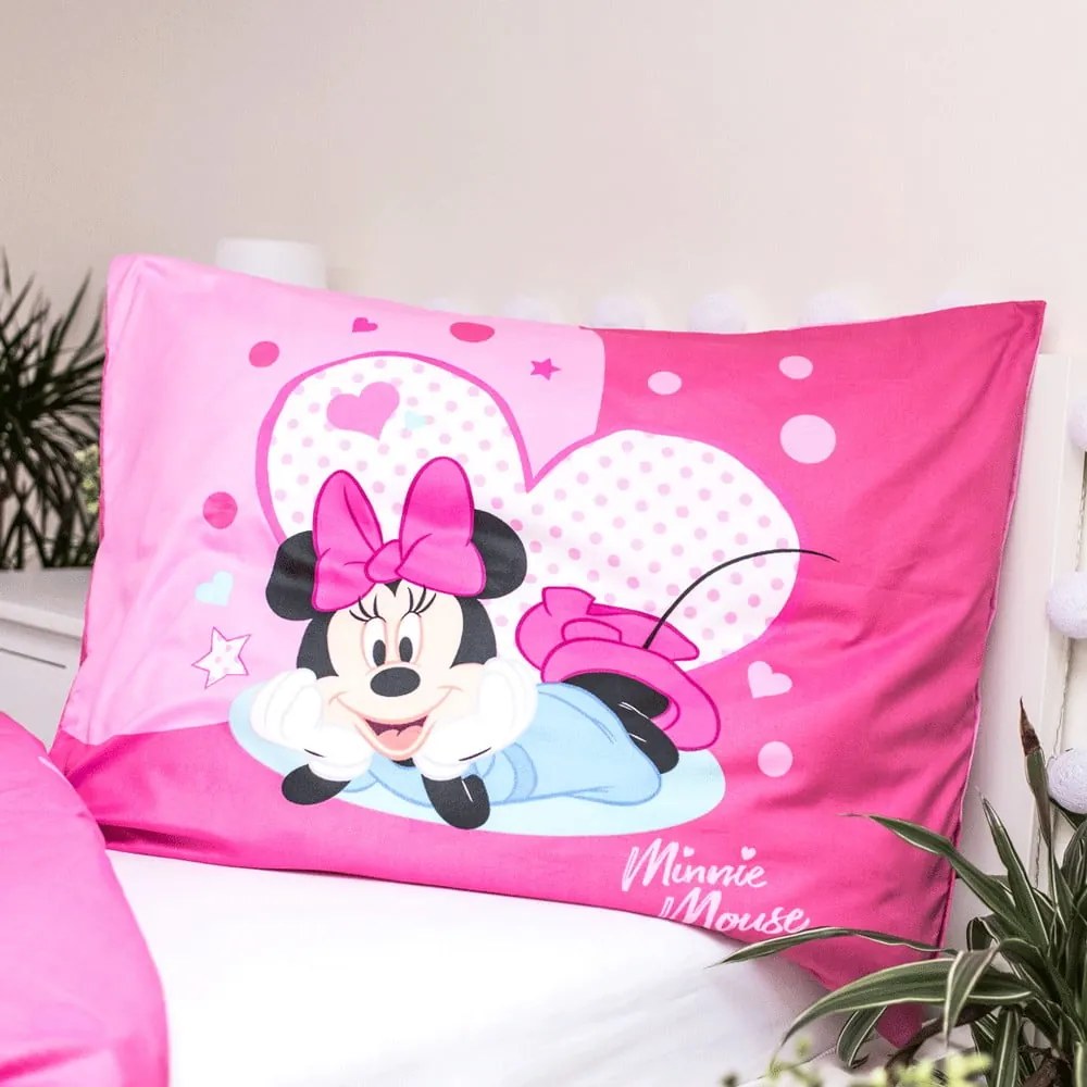 Lenjerie de pat pentru copii din microfibră pentru pat de o persoană 140x200 cm Minnie Sweet Like Me – Jerry Fabrics