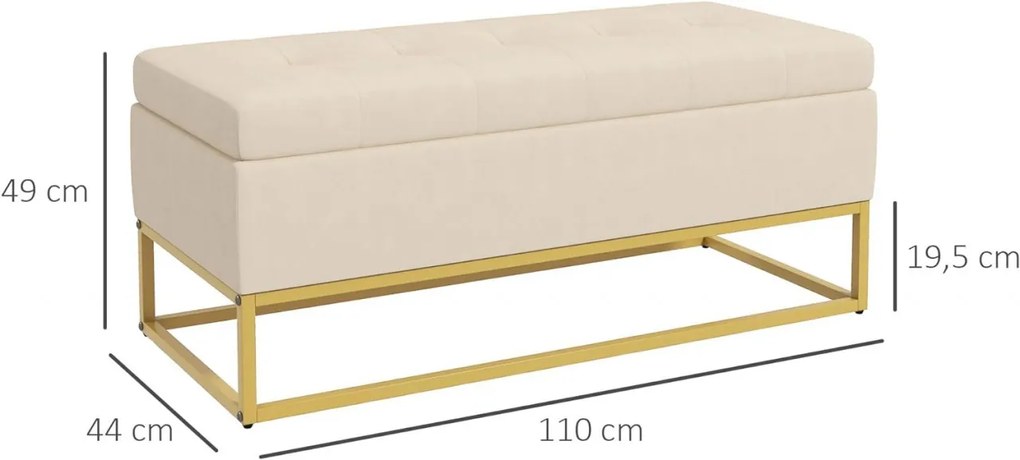 BAC4 - Bancuta 110 cm, divan, bancheta, banca living, dormitor, hol, lada depozitare - Crem