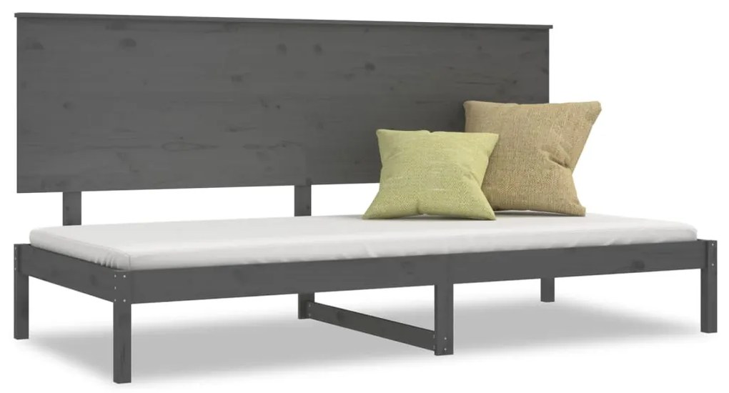 3108134 vidaXL Pat de zi, gri, 90x200 cm, lemn masiv de pin