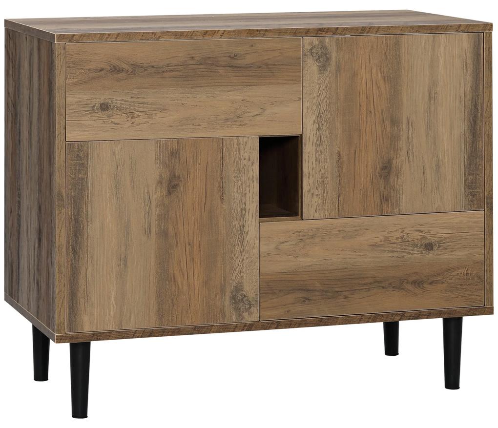 HOMCOM Mobilier pentru sufragerie si living din lemn cu sertare si dulapuri, bufet in stil nordic modern, 76,5x39,5x64,5cm