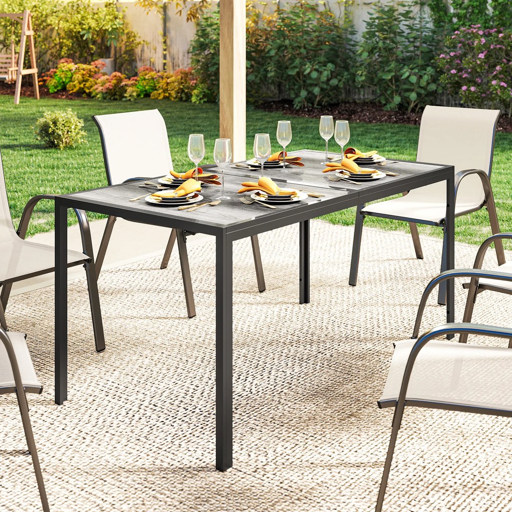 Outsunny Masă de grădină exterior pentru 6 persoane, balcon pentru terasă, pentru dining în aer liber | Aosom Romania