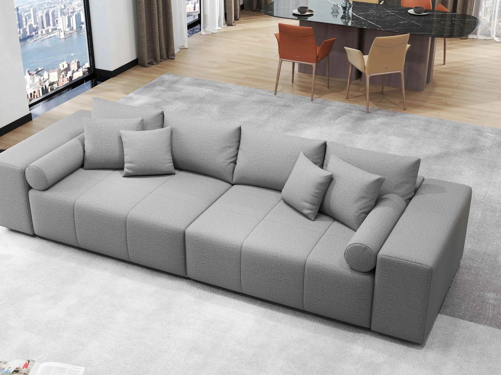 Canapea extensibilă dumonde cu ladă de depozitare si sezut confortabil din spuma high-density, Marbela Enjoy Grey XXL 295x100 cm