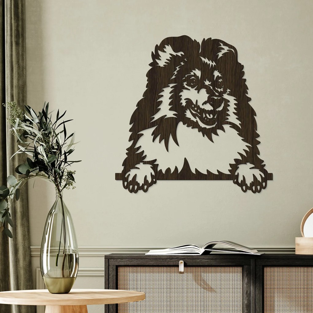 DUBLEZ | Tablou sculptat cu câine pentru perete - Border Collie