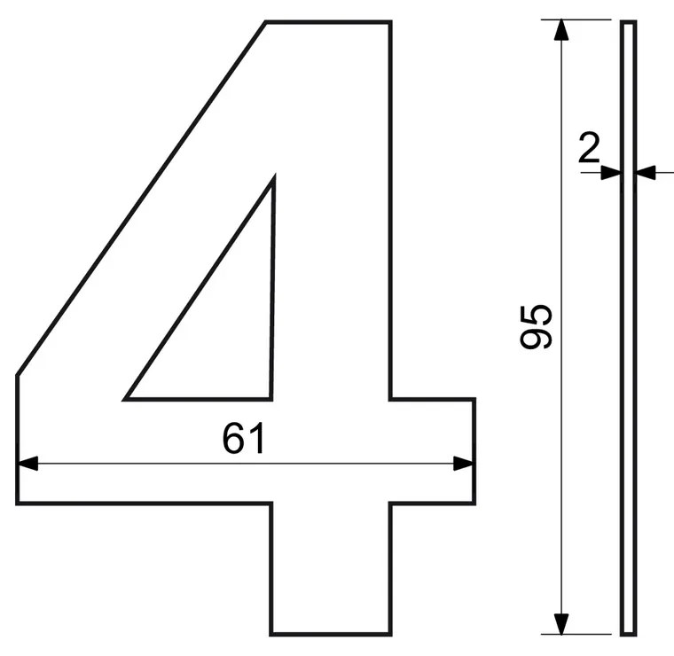Număr casă 4", RN.95L, negru"