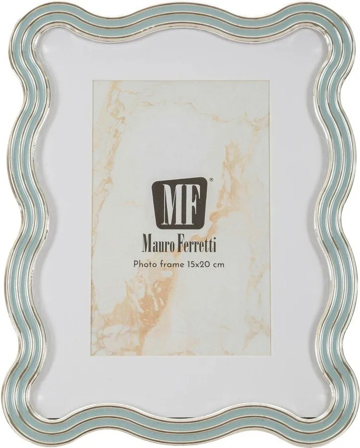 Ramă foto albastru-deschis/argintie cu picior de susținere din metal/din sticlă 17,5x22,5 cm Elizabeth – Mauro Ferretti