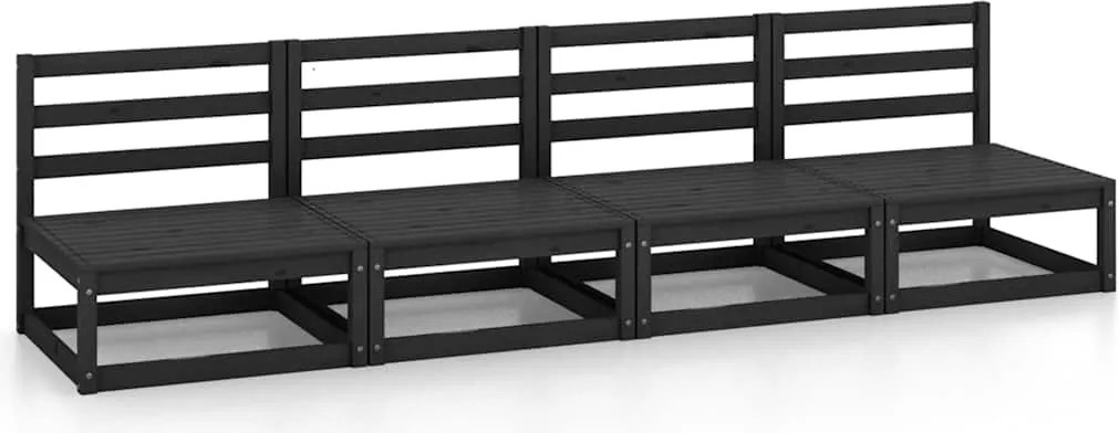 vidaXL Set mobilier de grădină cu 4 locuri, negru, lemn masiv de pin