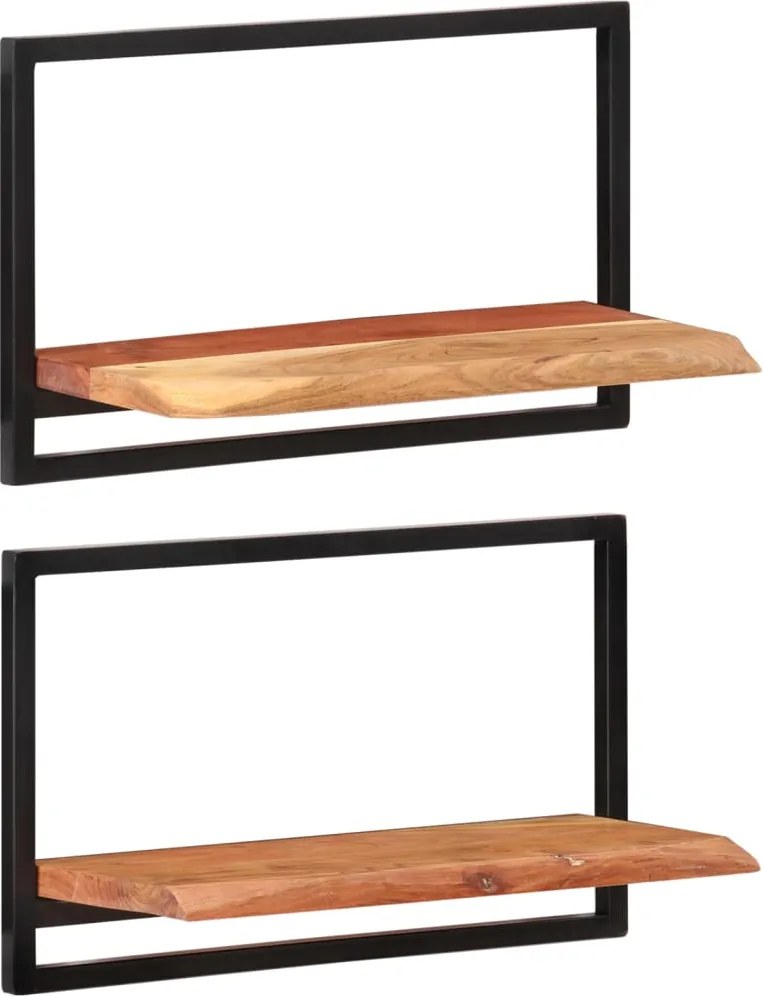 vidaXL Rafturi de perete 2 buc. 60x25x35 cm lemn masiv acacia/oțel