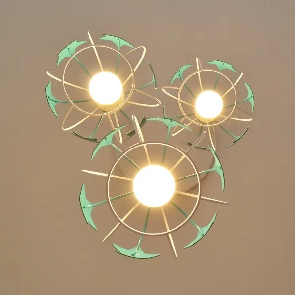 Lustră pe cablu pentru copii STARS 3xE27/15W/230V turcoaz/alb