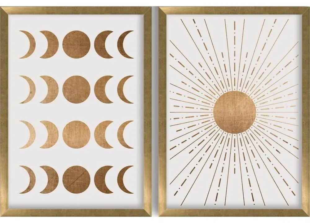 Postere cu ramă 2 buc. 38x53 cm Moon &amp; Sun – Wallity