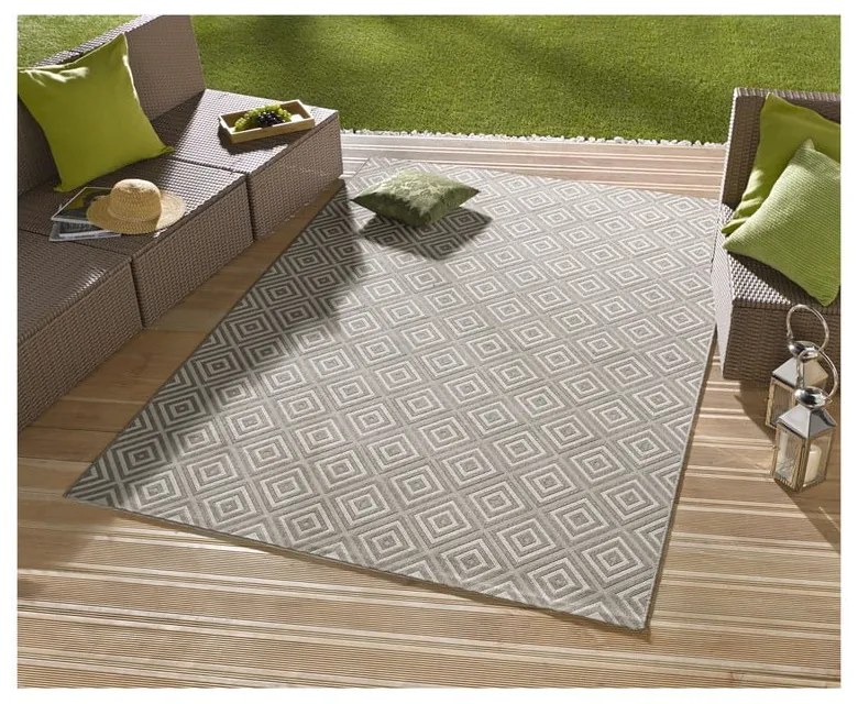 Covor de exterior NORTHRUGS Karo, 160 x 230 cm, gri