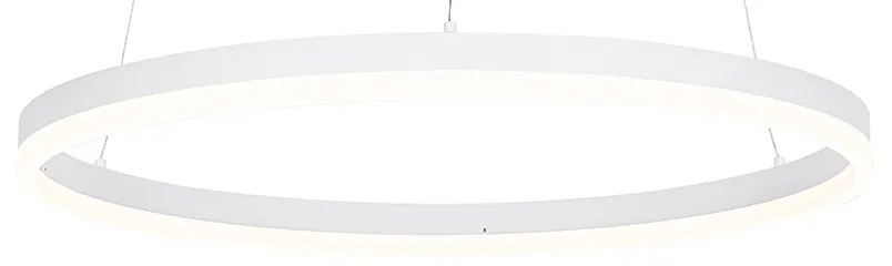 Lampă pendant de design albă 60 cm cu LED inclus, cu dimmer în 3 trepte - Anello