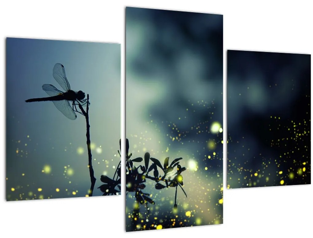 Tablou - Libelula în noaptea strălucitoare (90x60 cm)