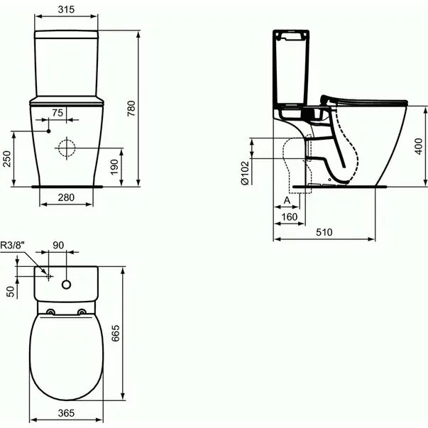 Vas wc pe pardoseala Ideal Standard Connect Aquablade