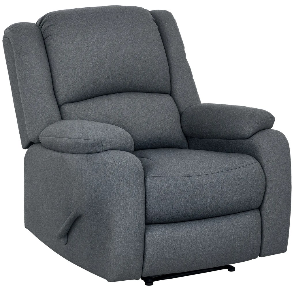 HOMCOM Fotoliu de relaxare, funcție de culcare și suport de picioare, reglabil, până la 150 kg, cadru din oțel, 90 x 96 x 98 cm, Gri | Aosom Romania