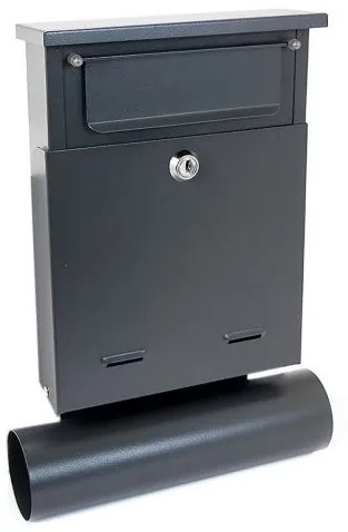 Cutie postala, cu loc pentru ziar, grafit, format B6, 23x6.5x33.5 cm, Damech
