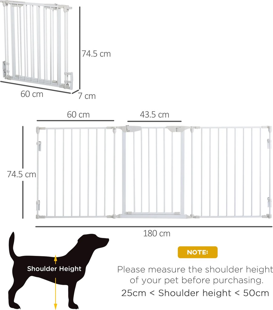 PawHut Gard Pliabil și Modular pentru Câini cu 3 Panouri Alb | Aosom Romania
