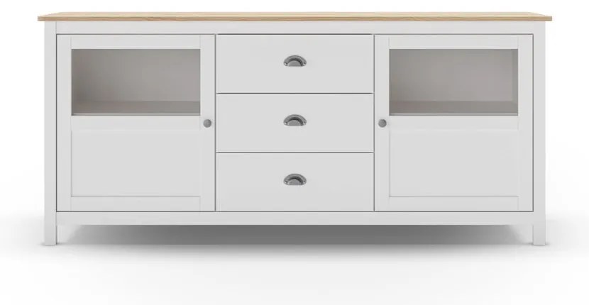 Comodă albă joasă din lemn de pin 180x80 cm Misti – Marckeric