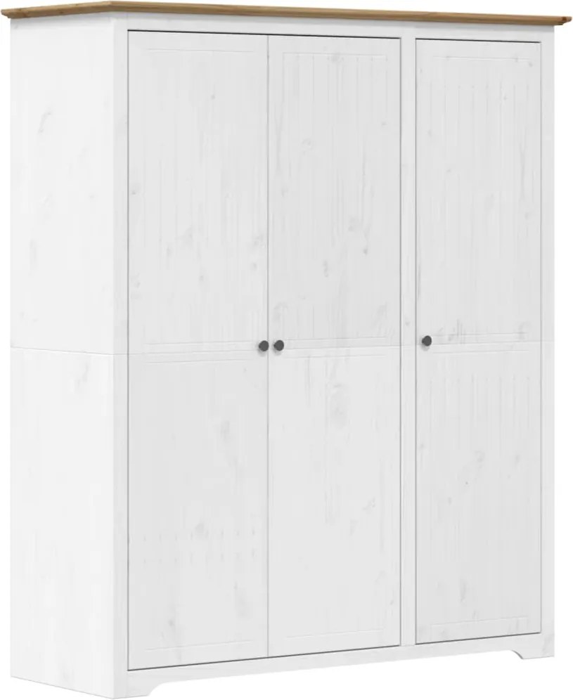 vidaXL Șifonier "BODO", alb & maro, 146x53,5x173 cm, lemn masiv de pin