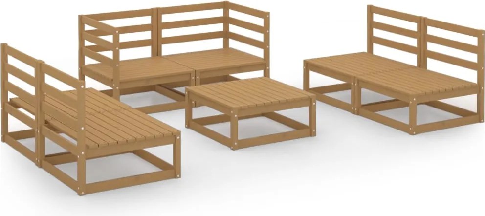 vidaXL Set mobilier de grădină, 7 piese, maro miere, lemn masiv de pin