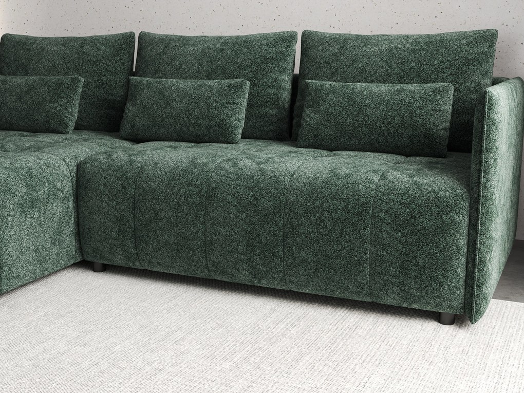 Colțar extensibil dumonde cu ladă de depozitare si sezut confortabil din spuma high-density, Malta Euphoria Green II 235x185 cm
