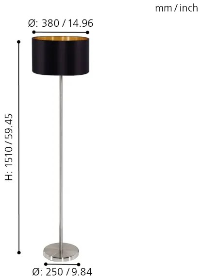 Lampadar Eglo 95169 MASERLO 1xE27/60W/230V
