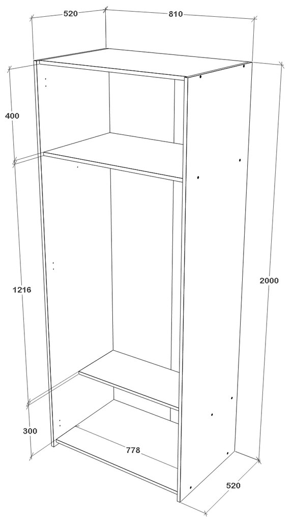 Dulap Malmo, 2 Usi, Stejar Alb/Antracit, 81 x 52 x 200 cm