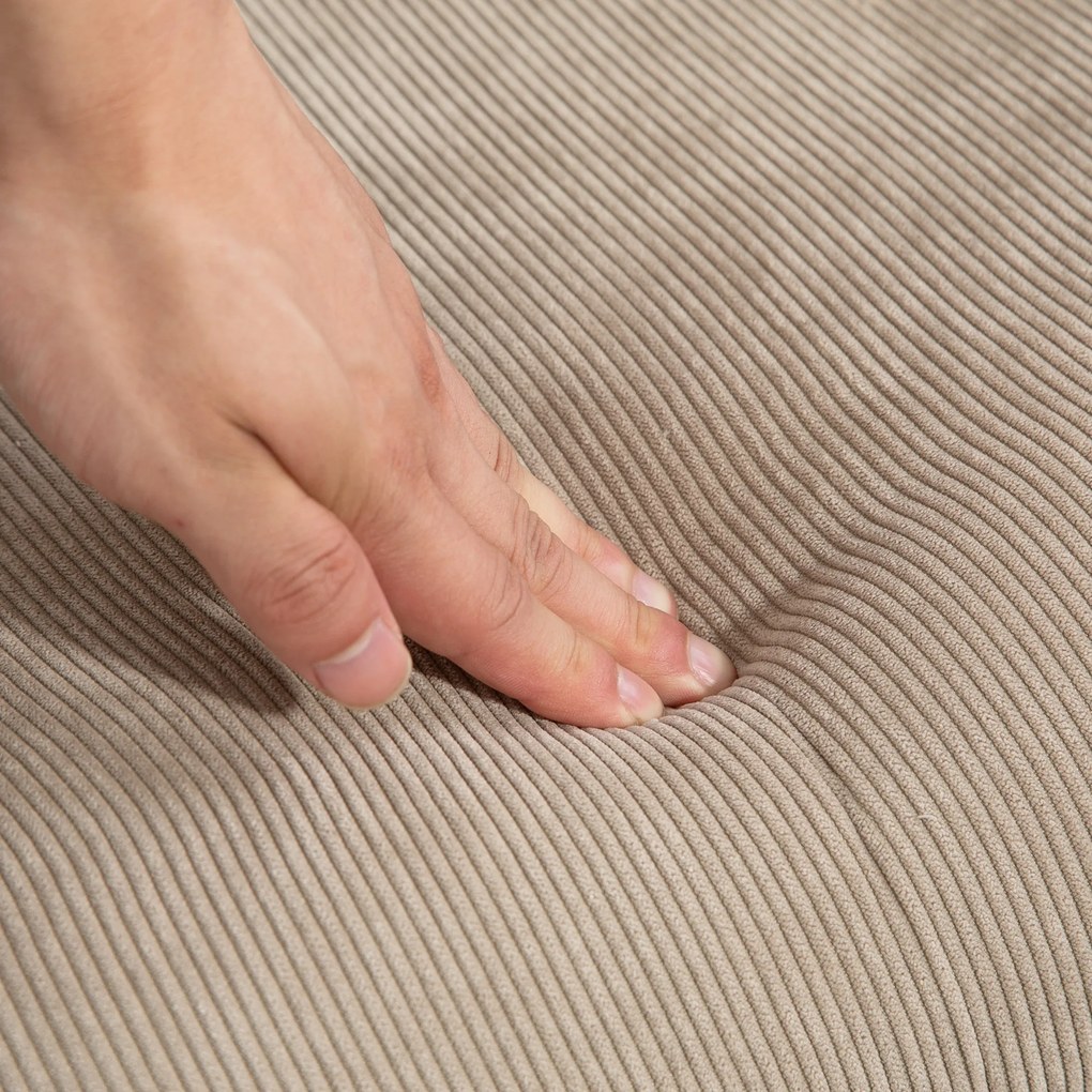 HOMCOM Fotoliu cu Taburet din Catifea cu Model Crestat , Spătar Înalt și Brațe, 72x80x101 cm, Bej | Aosom Romania