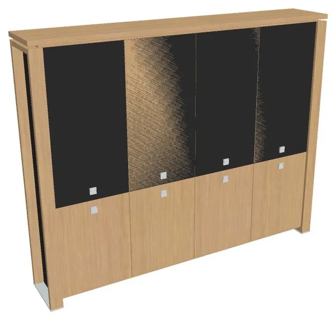 Dulap înalt Verno+ S 260 x 46 x 210 cm, uși combinate, stejar deschis / negru