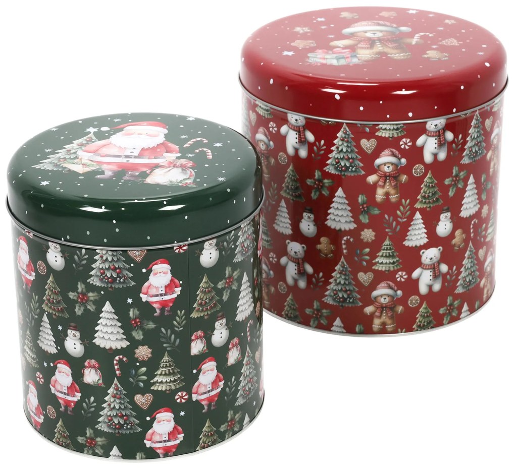 Set de recipiente metalice pentru sărbători, în dimensiuni diferite, 2 buc., roșu