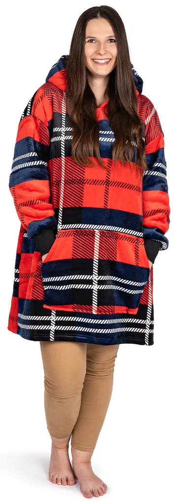 Hanorac imitație blăniță cu micropluș Carouri, uni M – pentru femei