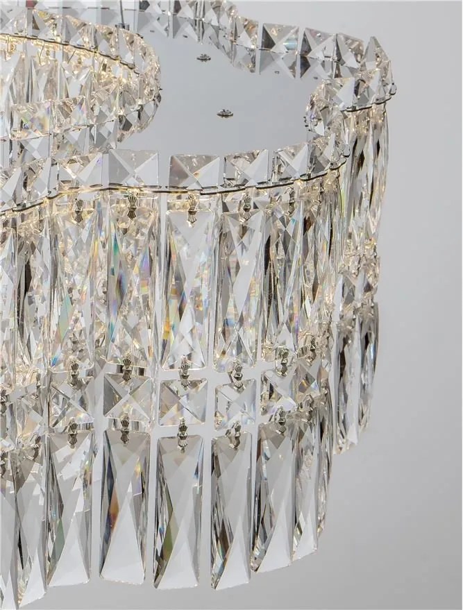Lustra suspendata LED crom, cristale sticla NUVIA 60cm