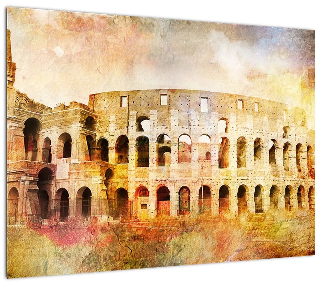 Tablou pe sticlă - Pictură digitală, Colosseum, Roma, Italia (70x50 cm)