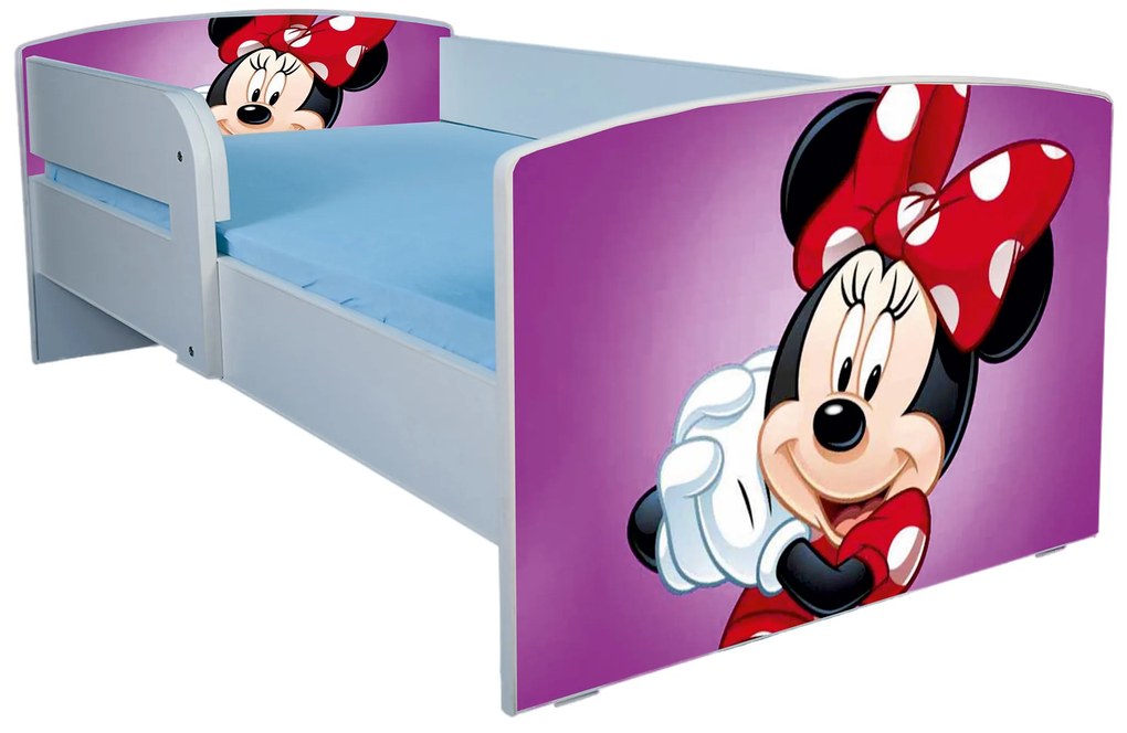 Pat pentru fete 2-12 ani Minnie cu sertar si saltea 160x80 cm inclusa PTV1867